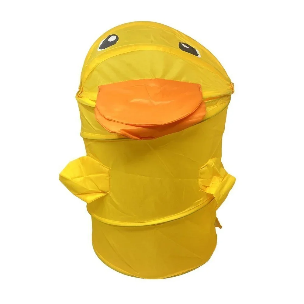 Kids Bath Time Set Foldable Duck Hamper 2 Bath Frog Duck Loofah NWT